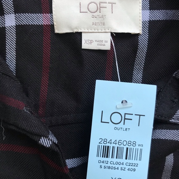 BRAND NEW Loft Plaid Button Down Top - NWT - Picture 2 of 7